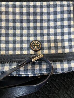 Tory Burch Cheery Gingham Checkers, Navy and white  crossbody purse.  so cute!